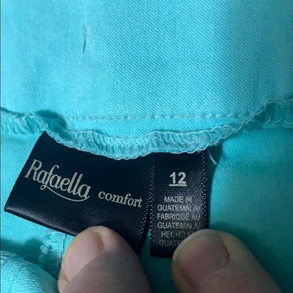Rafaella Comfort Pull On Light Teal Capris, Size12 - Picture 5 of 7